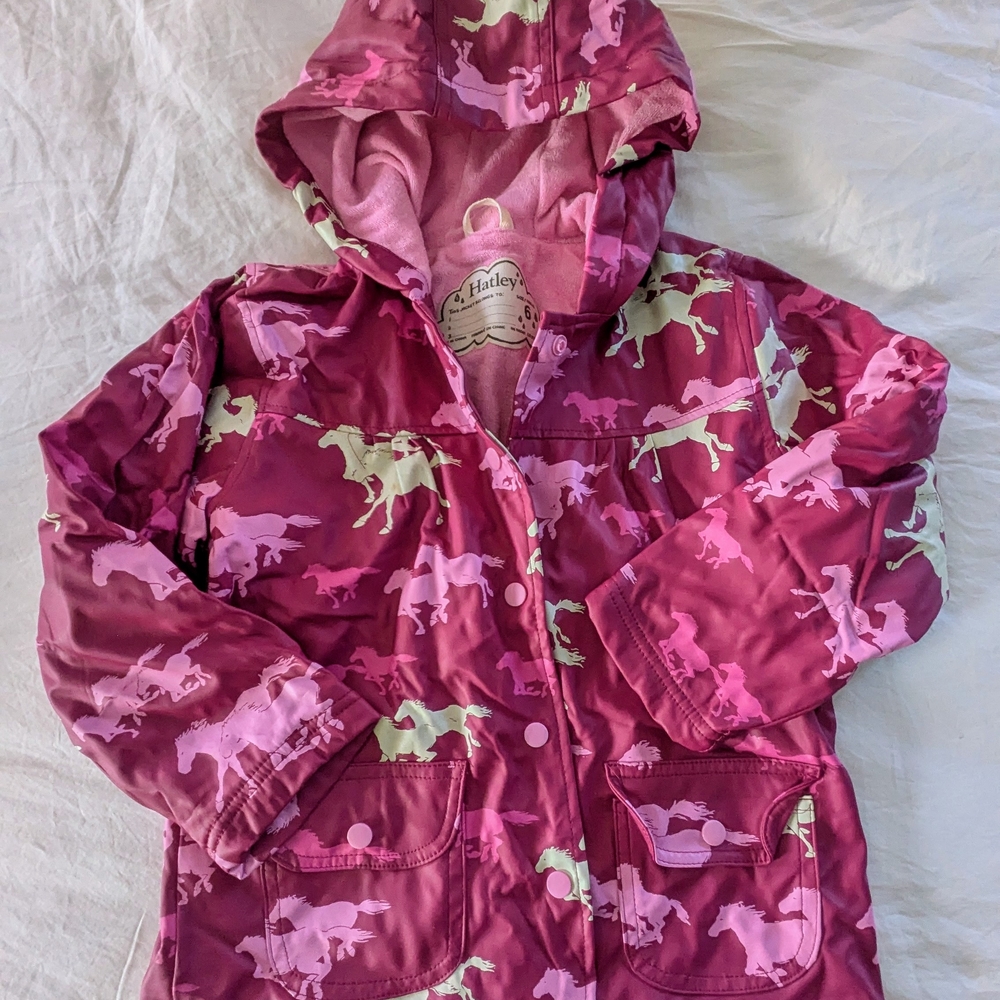 Hatley Pink Horse Print Raincoat
